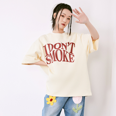 IDONTSMOKE不抽烟印花短袖T恤