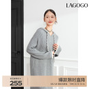 LAGOGO格雷系灰色针织连衣裙女拉谷谷冬季 宽松连帽裙子 新款