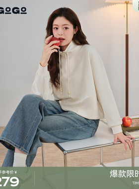 LAGOGO立领休闲通勤卫衣女拉谷谷2026春新款百搭上衣PAEE431B01