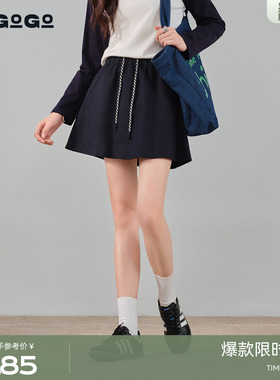 LAGOGO格纹拼接短款半身裙女拉谷谷2026春新款高腰裙子PBBB151D53