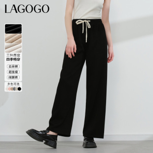 新款 女拉谷谷秋季 LAGOGO简约高腰休闲裤 慵懒长裤 云朵裤