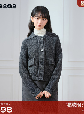 LAGOGO含羊毛亮丝针织衫女拉谷谷2025冬季新款翻领外套ODMM839K58