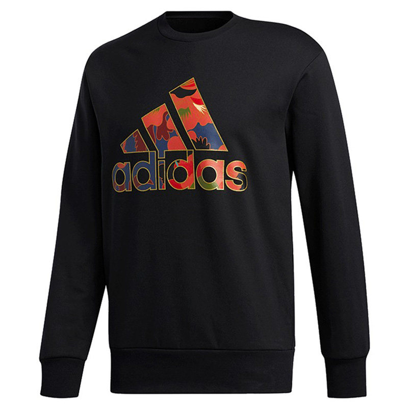 阿迪达斯男装2021夏季新款cny休闲圆领套头衫篮球运动卫衣gh5008