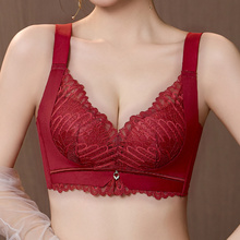 胖MM大码小胸聚拢收副乳无钢圈中厚杯防下垂85A95B内衣女性感文胸