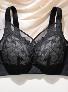 大码内衣女胖妹妹200斤无钢圈95CD薄E杯大胸显小收副乳聚拢文胸罩