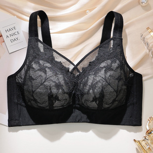 大码内衣女胖妹妹200斤无钢圈95CD薄E杯大胸显小收副乳聚拢文胸罩