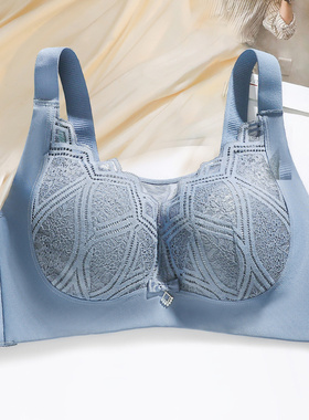 一片式全罩杯大码95C内衣女大胸显小收副乳抹胸防走光薄款文胸罩