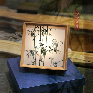 有福湘绣苏绣卧室小夜灯装饰双面绣非遗出国伴手礼博古架成品摆件