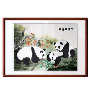 有福湘绣中国风大气客厅装饰画