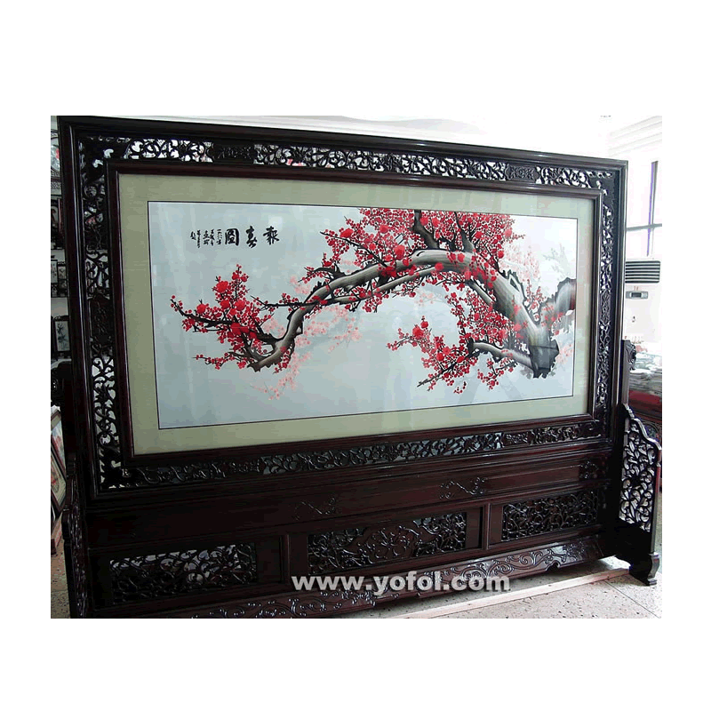 有福湘绣梅花牡丹地屏蜀绣苏绣