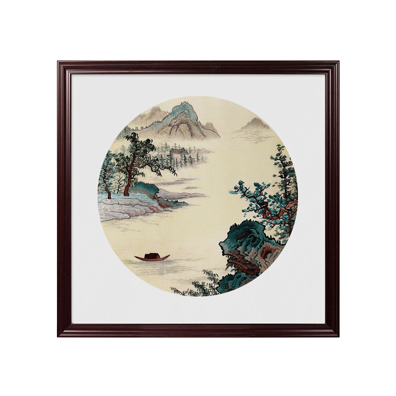 装饰画湘绣有福千里江山