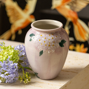 景德镇陶瓷轻奢情绪稳定花瓶摆件客厅插花设计感小众北欧现代陶罐