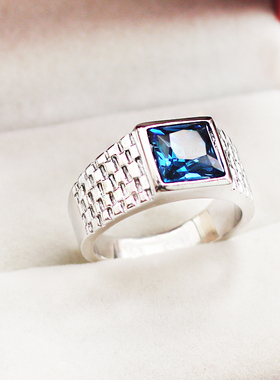 男士钛钢日韩时尚宝石戒指不掉色