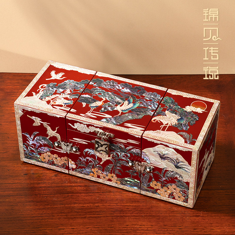 锦贝传说螺钿漆器首饰盒珠宝项链盒复古中式收纳盒高档礼品送长辈