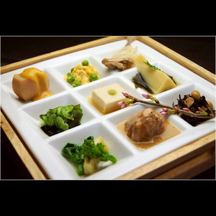 外贸原单 出口纯白料理餐具 陶瓷九格盘没木拖 前菜/分割盘九宫格