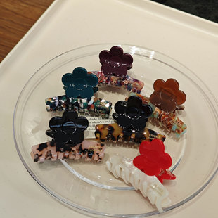 2025新款韩国同款大花朵彩花抓夹复古鲨鱼夹法式醋酸中号半扎发夹