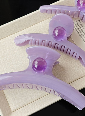 葡萄紫~2025新款大号高品质紫色珠珠抓夹气质后脑勺发夹鲨鱼夹女