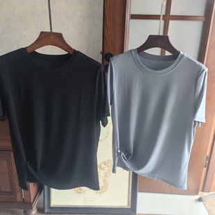 140克加捻纯真丝桑蚕丝女士圆领短袖 上衣T恤凉快不规则