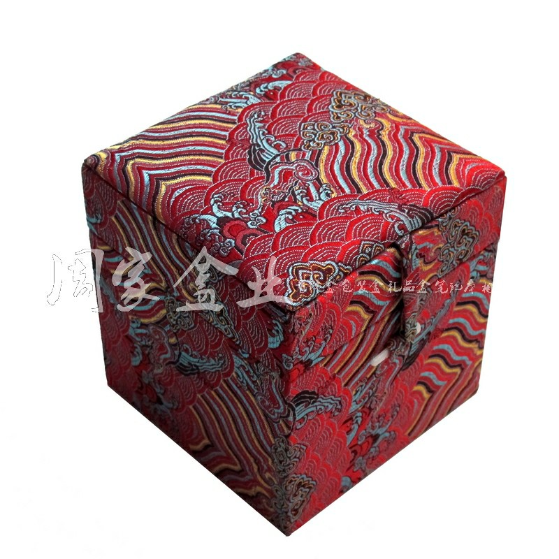 精品12cm立方型木质锦盒玉器瓷器壶碗杯收藏品收纳礼品盒包装展示