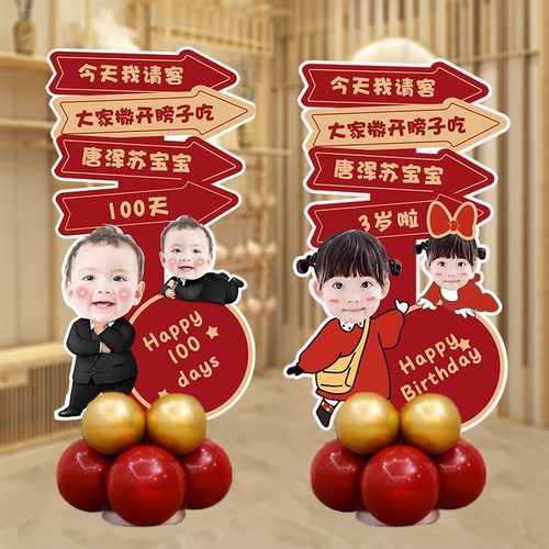 大头卡通迎宾牌生日KT板