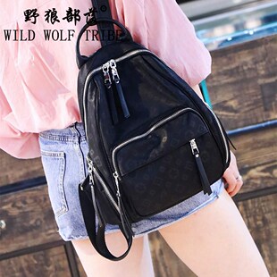 野狼部落yelang新款双肩背女包休闲旅行包印花包时尚牛津纺布包