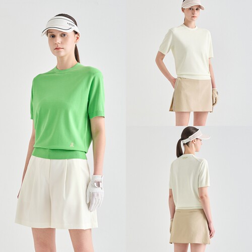 韩国代购LANVINBLANC高尔夫球服26年女士春夏休闲舒适短袖针织衫