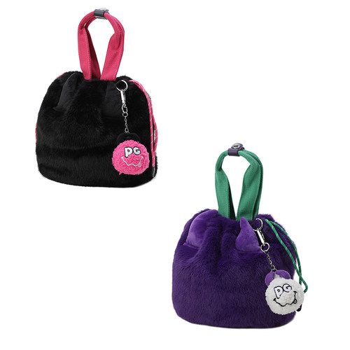 韩国代购pearly gates高尔夫球包25年女冬可拆卸钥匙扣毛皮手提包