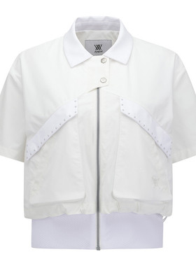 25秋款女士韩国正品代购ANEW高尔夫球服运动百搭翻领短袖夹克外套