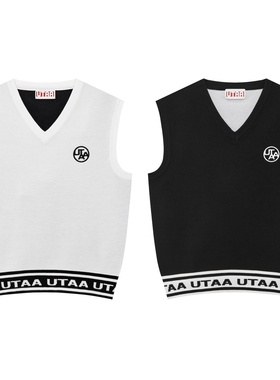 25女士秋冬韩国代购UTAA高尔夫球服运动休闲百搭配色V领针织背心