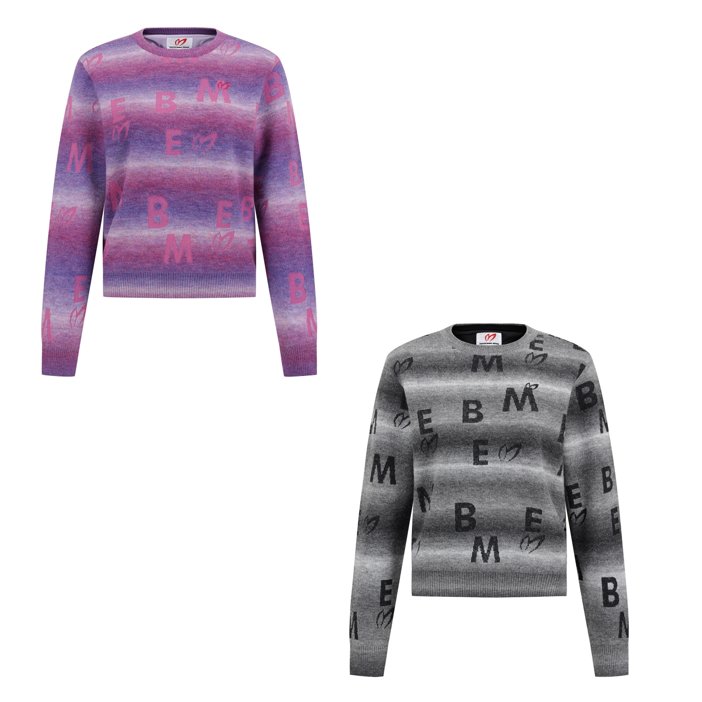 25秋冬女韩国代购MASTER BUNNY高尔夫球服标志防风渐变圆领针织衫