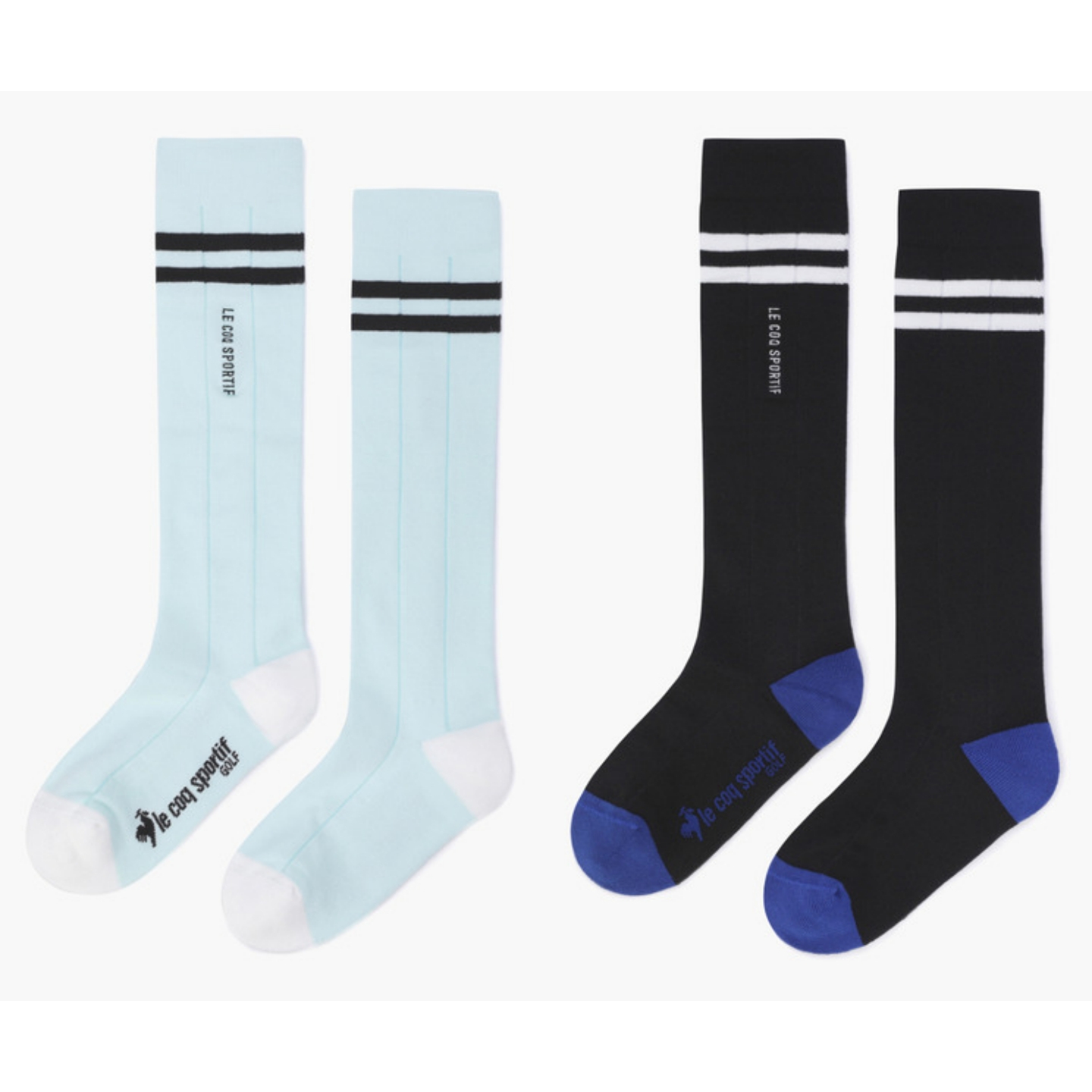 韩国正品代购LeCoq公鸡高尔夫球袜25初秋女士时尚配色竖纹长筒袜