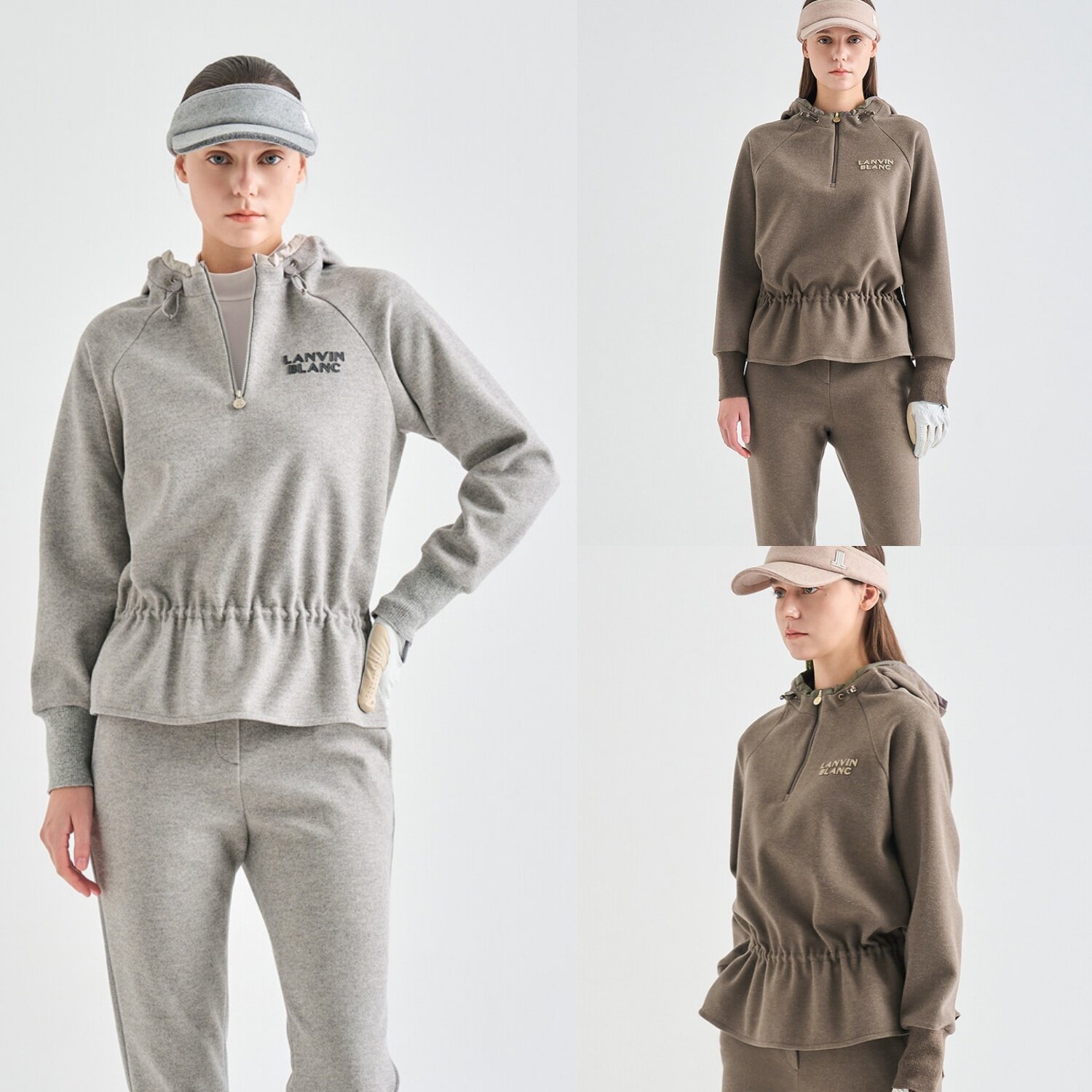 韩国代购LANVINBLANC高尔夫球服25女士秋冬连帽收腰夹棉长袖上衣