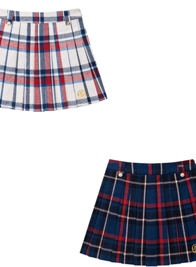 25女士秋冬韩国代购UTAA高尔夫球服运动休闲时尚格子配色百褶短裙