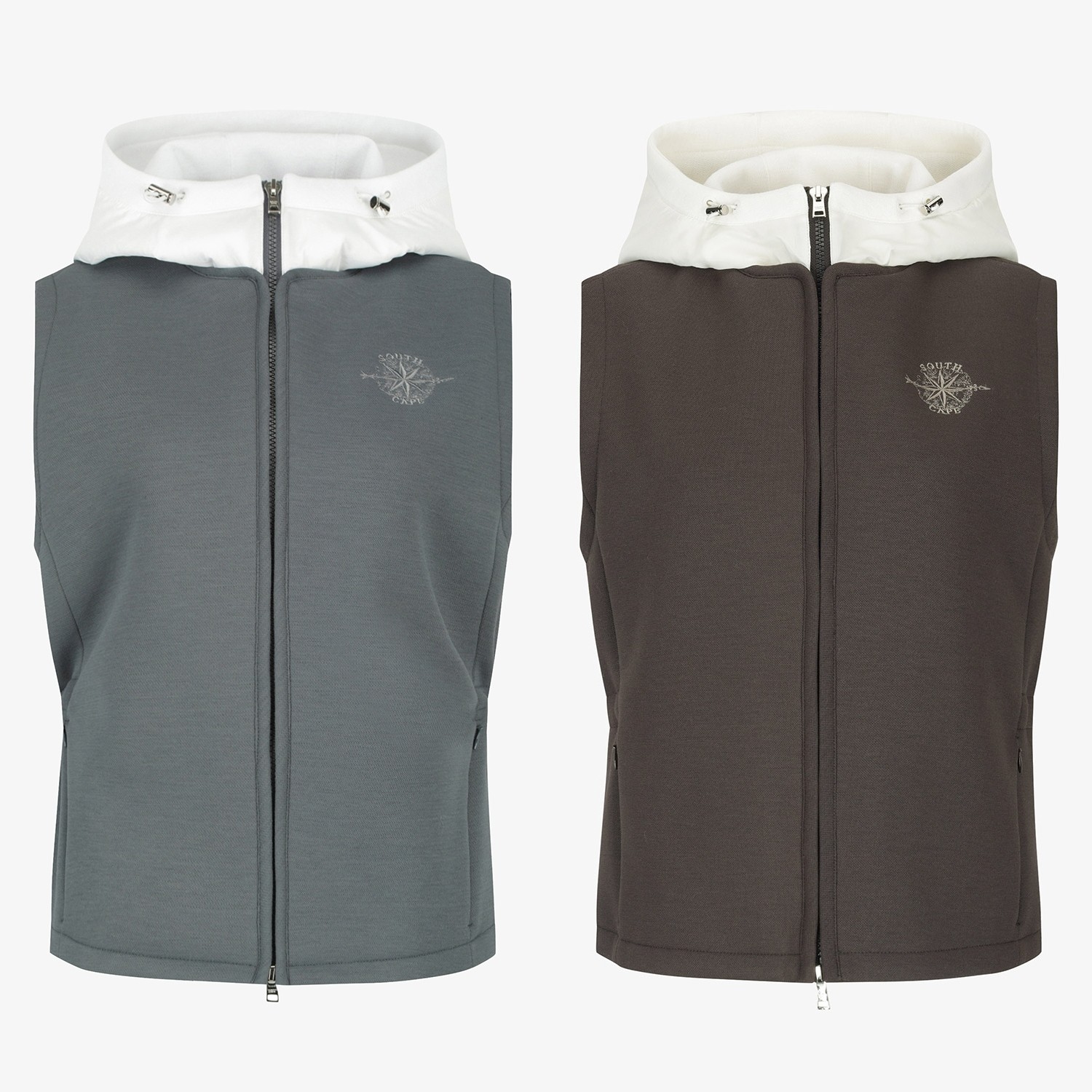 女士秋冬韩国代购SOUTHCAPE高尔夫球服运动休闲配色连帽羽绒马甲