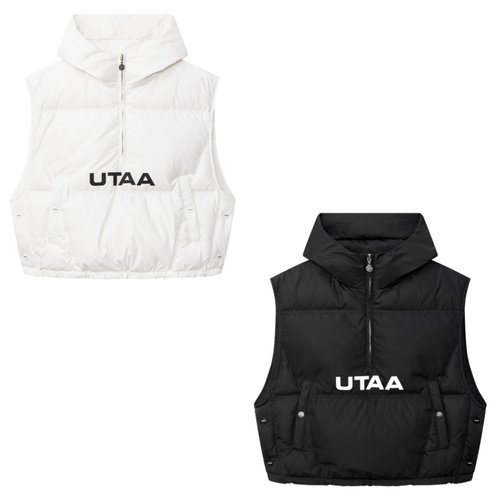 25女秋冬韩国代购UTAA高尔夫球服运动百搭半拉链连帽羽绒背心马甲