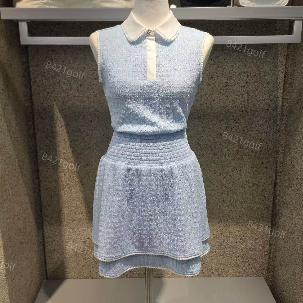 韩国代购高尔夫球服套装26夏女标志无袖T恤马甲半身短裙