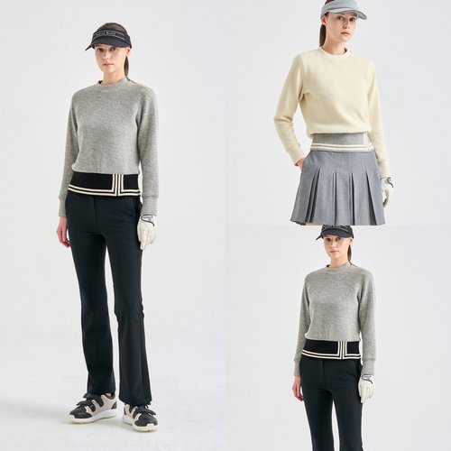 韩国代购LANVINBLANC高尔夫球服25年女士冬季圆领百搭长袖针织衫