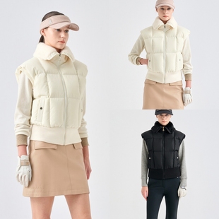 韩国代购 保暖束腰翻领鹅绒马甲 LANVINBLANC高尔夫球服25女士冬季