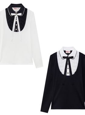 25女士秋冬韩国代购UTAA高尔夫球服时尚标志配色百搭翻领长袖T恤