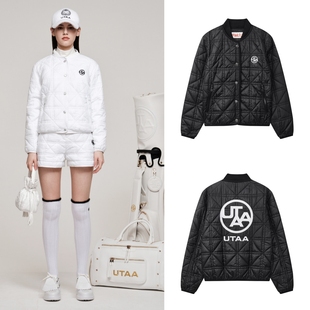25女士秋冬韩国代购 外套 UTAA高尔夫球服休闲纯色标志夹棉立领长袖