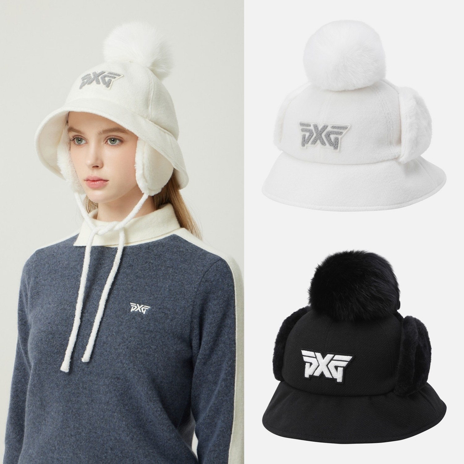 25冬季女士韩国正品代购PXG高尔夫球帽防风保暖护耳百搭渔夫帽子