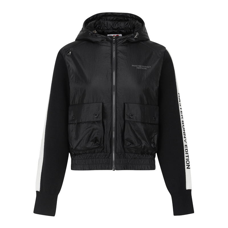 韩国代购MASTER BUNNY高尔夫球服25秋冬女款运动防风连帽针织开衫