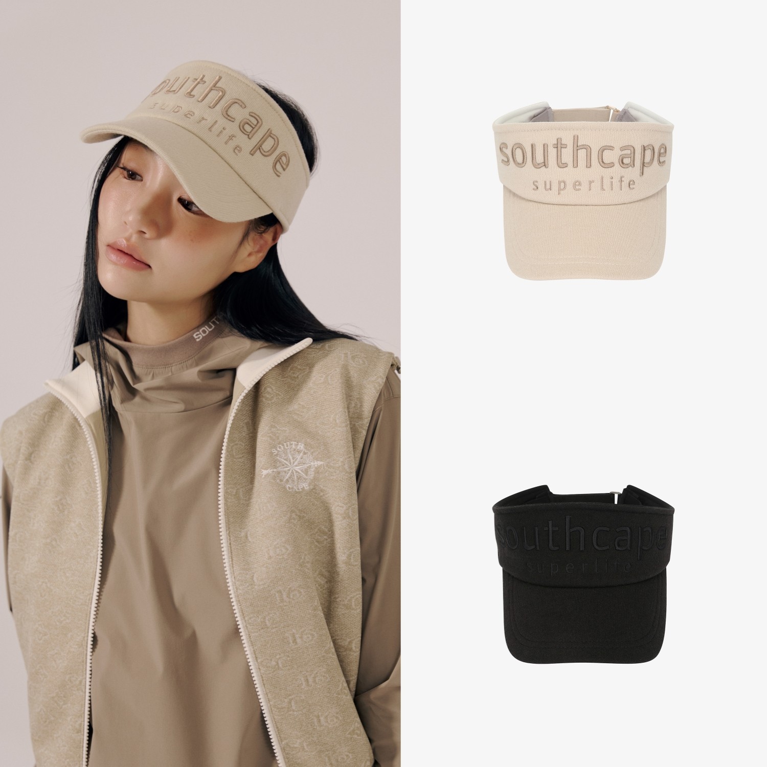 25女士秋冬韩国代购southcape高尔夫球帽百搭运动防晒防风空顶帽