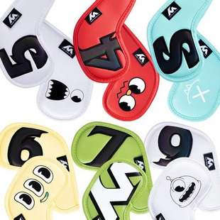 韩国代购 高尔夫杆头套男女通用卡通怪物图案铁杆杆头保护套10个装