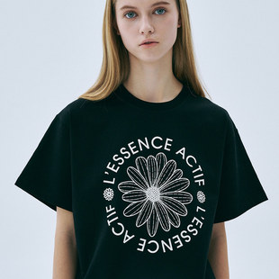 韩国代购MardiMercredi高尔夫球服25女士休闲印花图案圆领短袖T恤