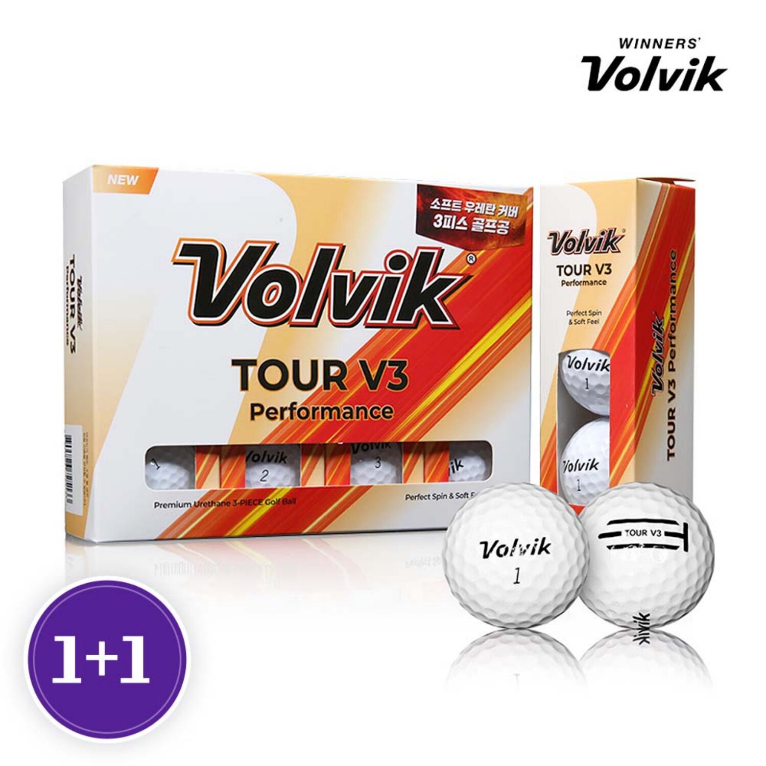 韩国正品代购Volvik高尔夫球26年新款TourV3性能稳定三层球2盒装