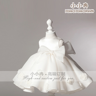 定制新生儿百天宝宝简洁版礼服百岁大气礼服周岁宴会婚礼花童裙子