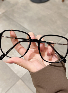 闪粉眼镜女潮网红高级感方形近视眼镜素颜防蓝光辐射平光镜框