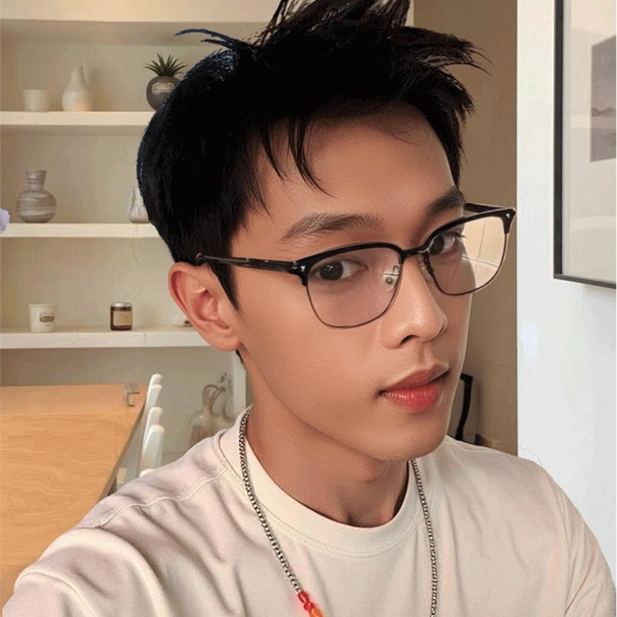 文艺复古痞帅半框眼镜男款近视可配度数防蓝光眼镜女斯文理工男潮