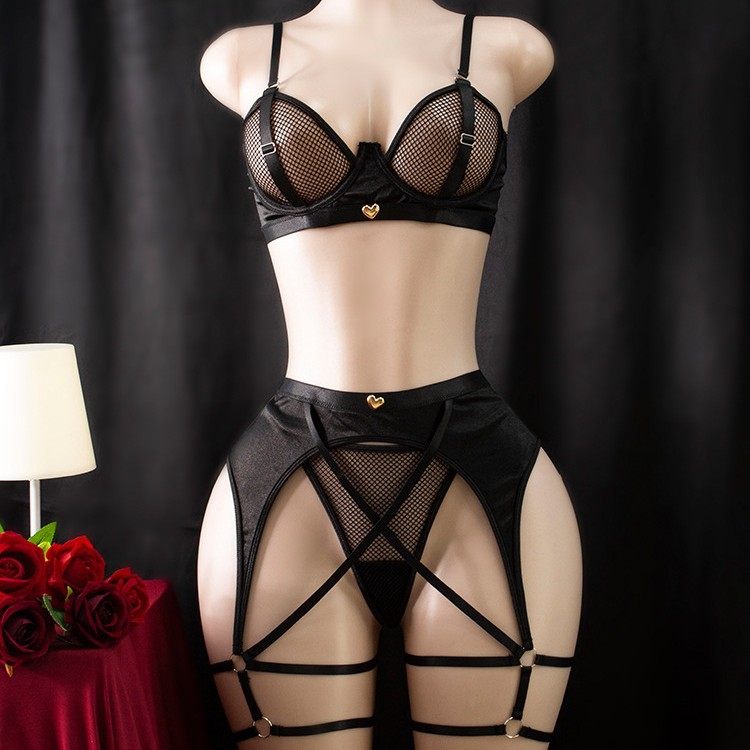 欧美风性感渔网透明夜店辣妹内衣多件套装女镂空深V塑身黑色睡衣,女装/女士精品,背心吊带,淘宝优惠券,粉丝福利购,淘宝优惠卷